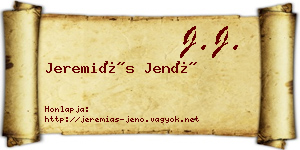 Jeremiás Jenő névjegykártya